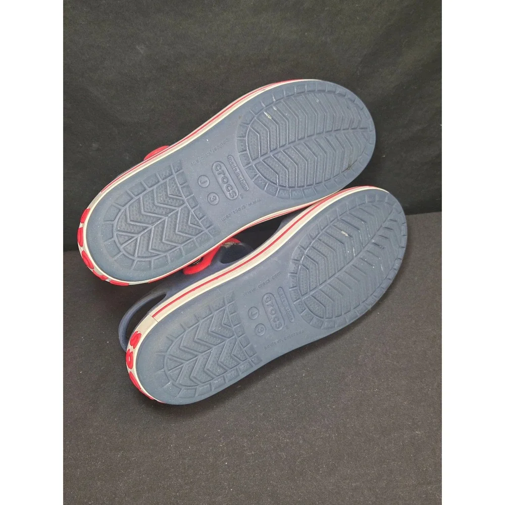 Crocs‎ Bayaband Sandal Kids Navy Red White Sporty Water Shoes J3 205400-4CC